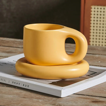 Mug Créatif avec Soucoupe en céramique - Tresors de Deco