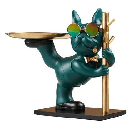 Sculpture Bouledogue avec plateau de rangement - Tresors de Deco