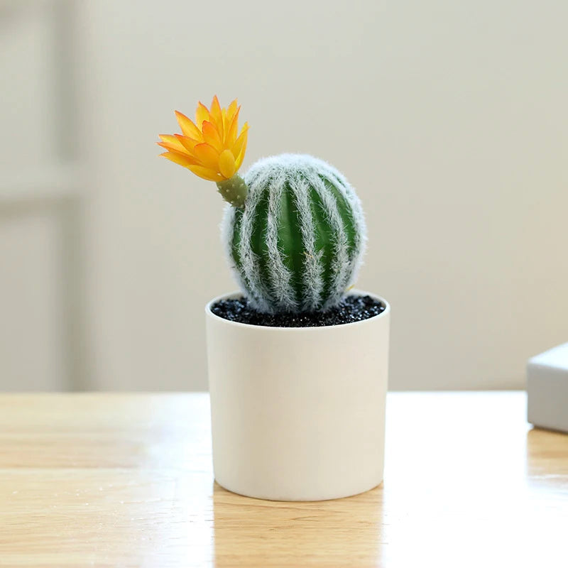 Cactus artificiel avec fleurs en pot - Tresors de Deco