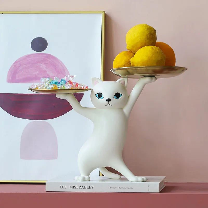 Statue chat avec plateaux - Tresors de Deco