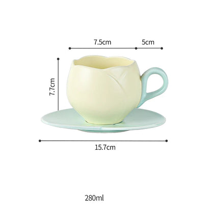 Tasse à thé en céramique - avec soucoupe assortie - Tresors de Deco