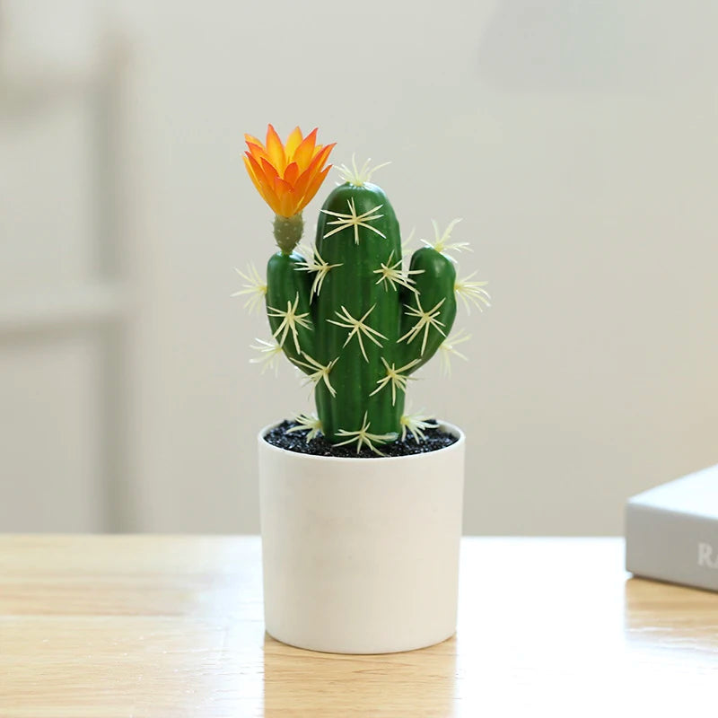 Cactus artificiel avec fleurs en pot - Tresors de Deco