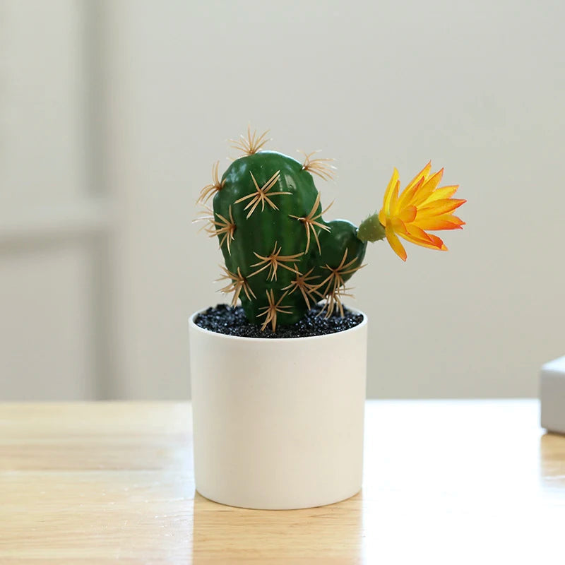 Cactus artificiel avec fleurs en pot - Tresors de Deco