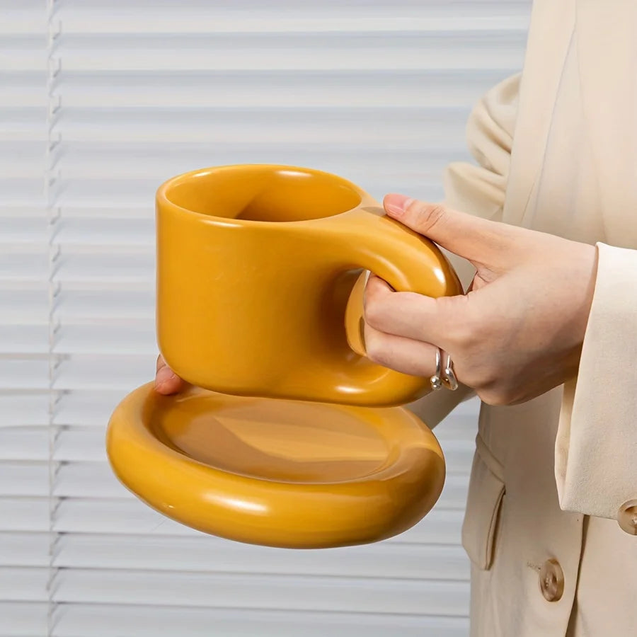 Mug Créatif avec Soucoupe en céramique - Tresors de Deco