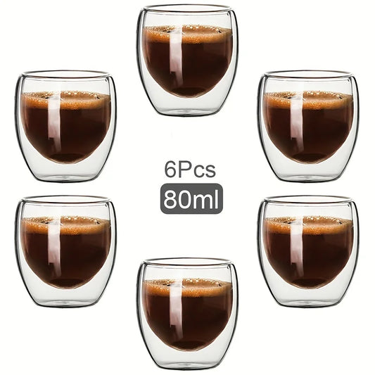 Tasses à café double paroi - Set de 4 ou de 6 pcs