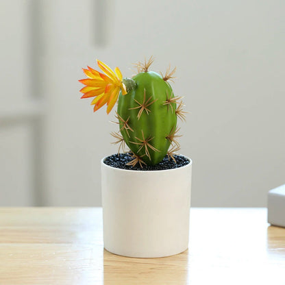 Cactus artificiel avec fleurs en pot - Tresors de Deco