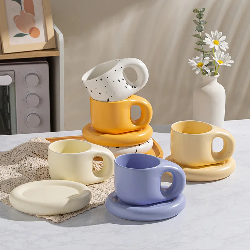 Mug Créatif avec Soucoupe en céramique - Tresors de Deco