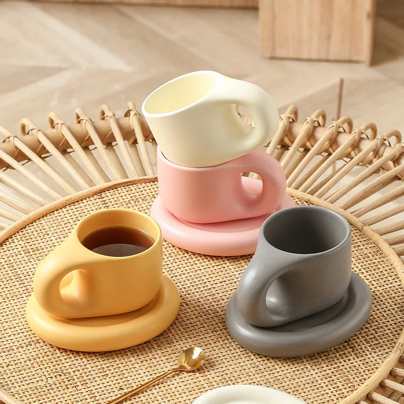 Mug Créatif avec Soucoupe en céramique - Tresors de Deco