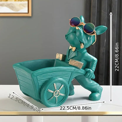 Sculpture bouledogue avec chariot - Tresors de Deco