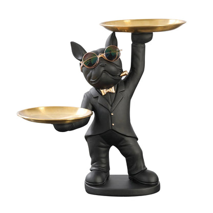 Sculpture Bouledogue avec plateau de rangement - Tresors de Deco