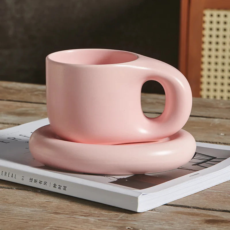 Mug Créatif avec Soucoupe en céramique - Tresors de Deco