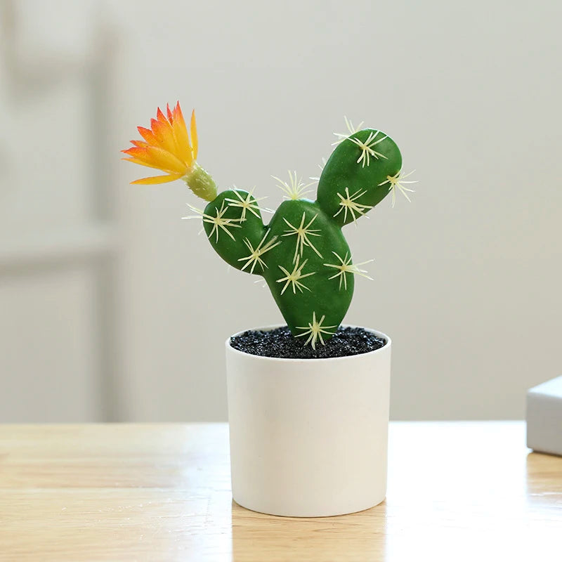 Cactus artificiel avec fleurs en pot - Tresors de Deco