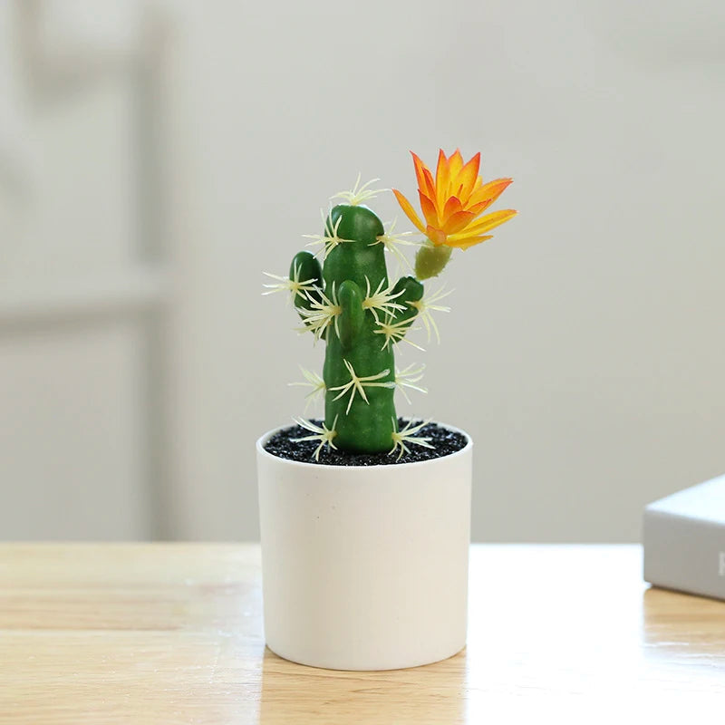 Cactus artificiel avec fleurs en pot - Tresors de Deco